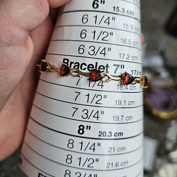 10k trillion cut garnet bracelet. Stamped 10k. Just look at this luscious red co - Picture 7 of 8